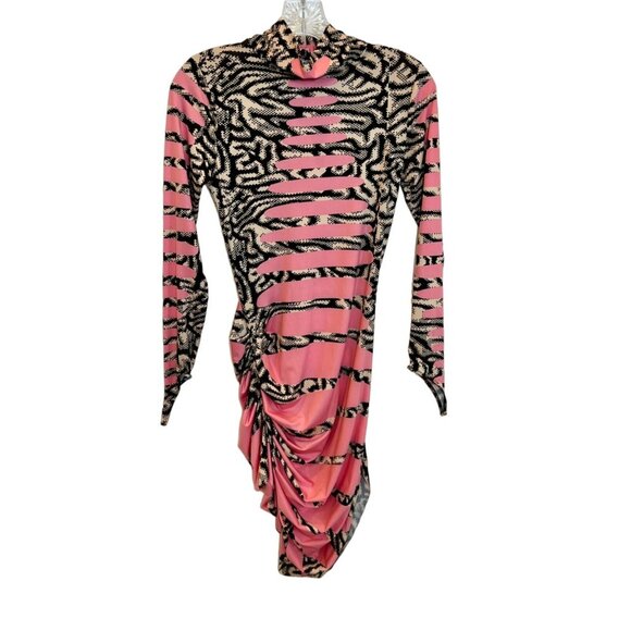 Maisie Wilen Yeezy Designer Pink Mini Dress NWOT Stretch Bodycon - Size M - Picture 2 of 14